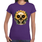 Playera Cráneo Con Girasol Día De Muertos Algodón Premium #764