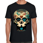 Playera Cráneo Con Mariposas Y Flores Día De Muertos Algodón Premium #772