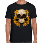 Playera Cráneo Con Girasol Día De Muertos Algodón Premium #775