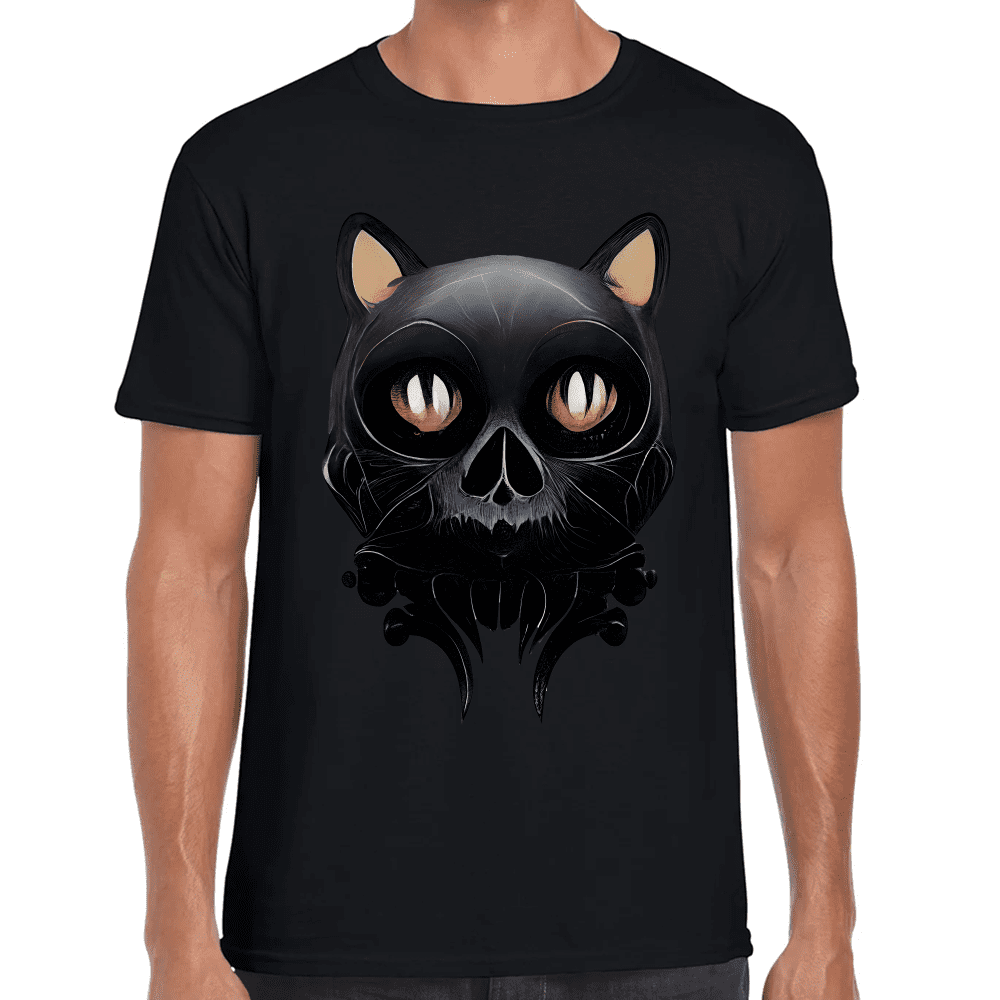 Playera Cráneo Gatito Día De Muertos Algodón Premium #777