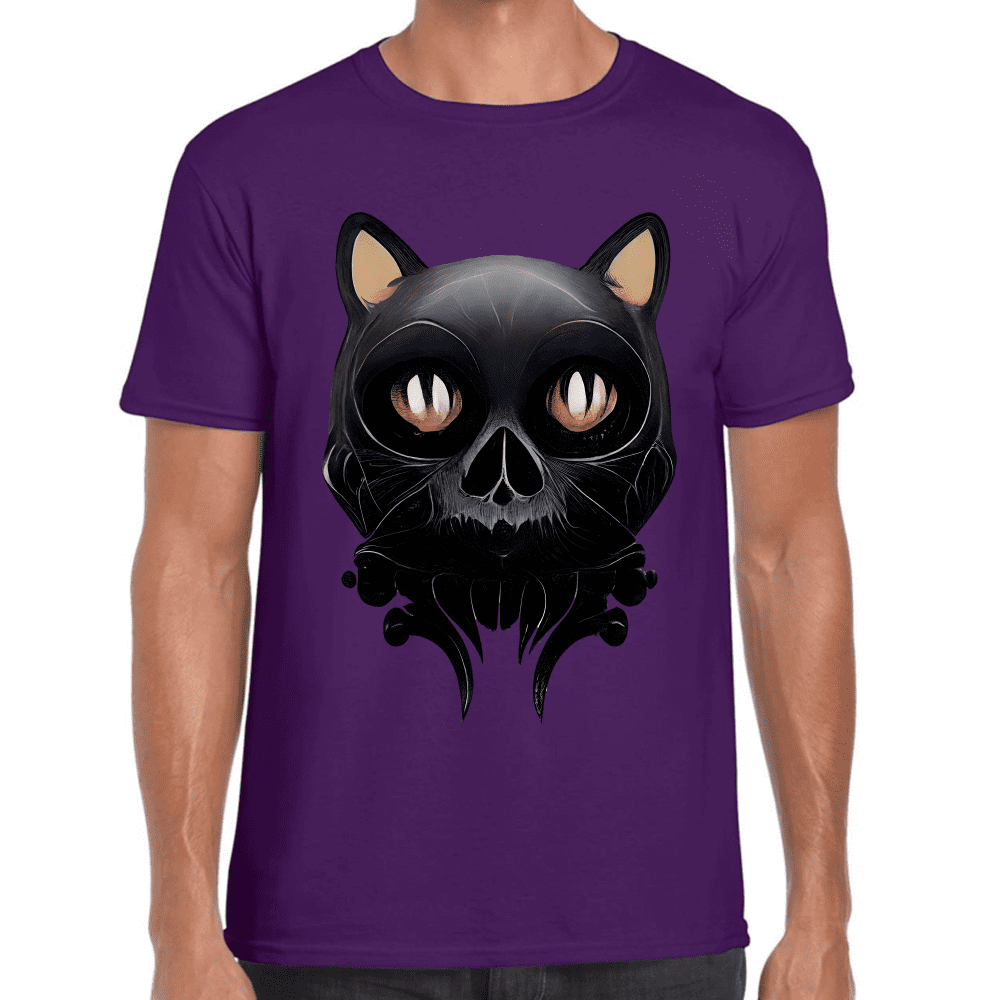 Playera Cráneo Gatito Día De Muertos Algodón Premium #777