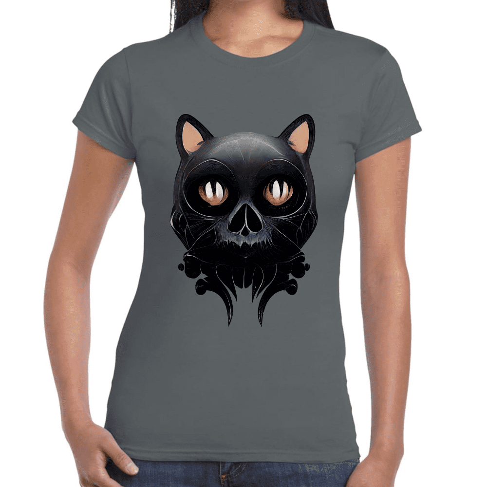 Playera Cráneo Gatito Día De Muertos Algodón Premium #777