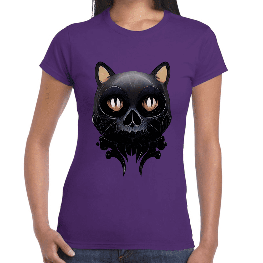 Playera Cráneo Gatito Día De Muertos Algodón Premium #777