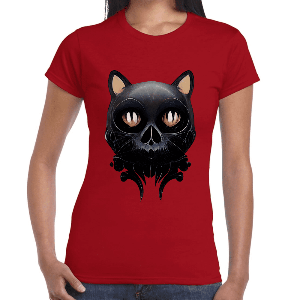 Playera Cráneo Gatito Día De Muertos Algodón Premium #777