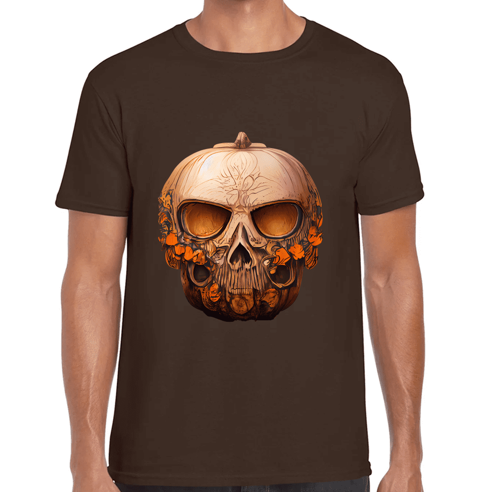 Playera Cráneo Calabaza Día De Muertos Y Halloween Algodón Premium #781