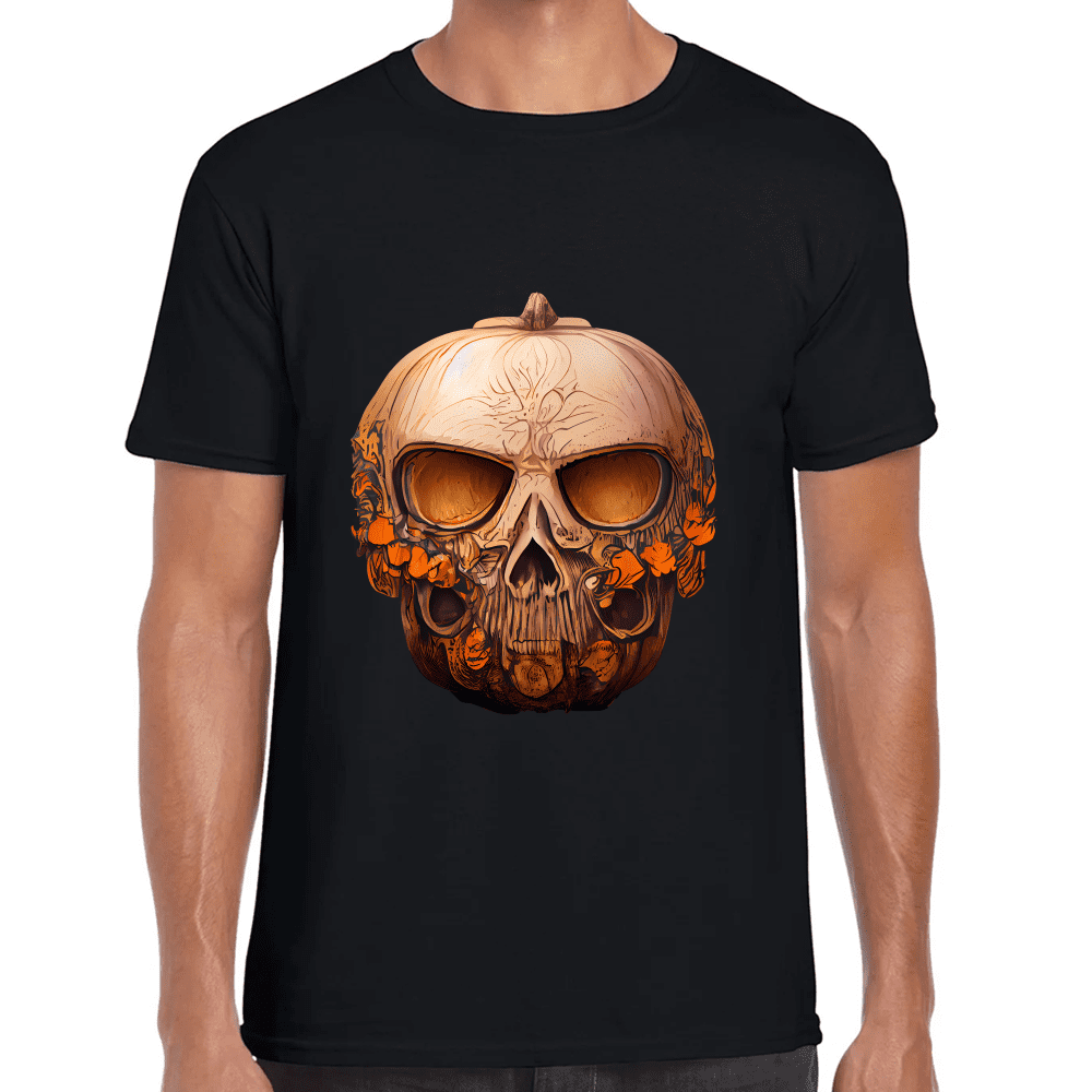 Playera Cráneo Calabaza Día De Muertos Y Halloween Algodón Premium #781