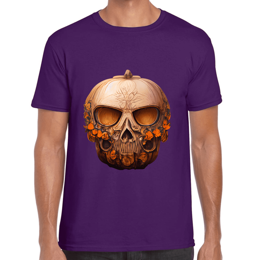 Playera Cráneo Calabaza Día De Muertos Y Halloween Algodón Premium #781