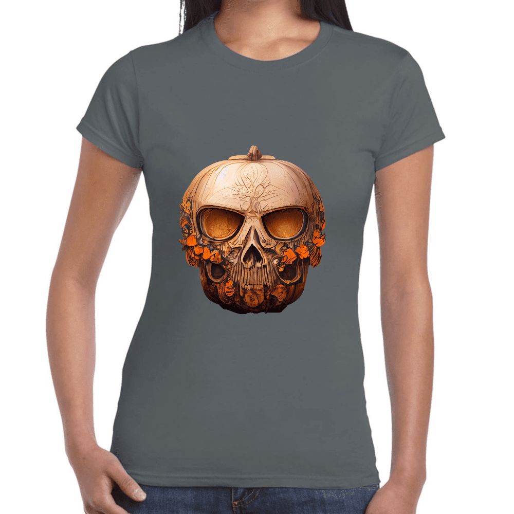 Playera Cráneo Calabaza Día De Muertos Y Halloween Algodón Premium #781