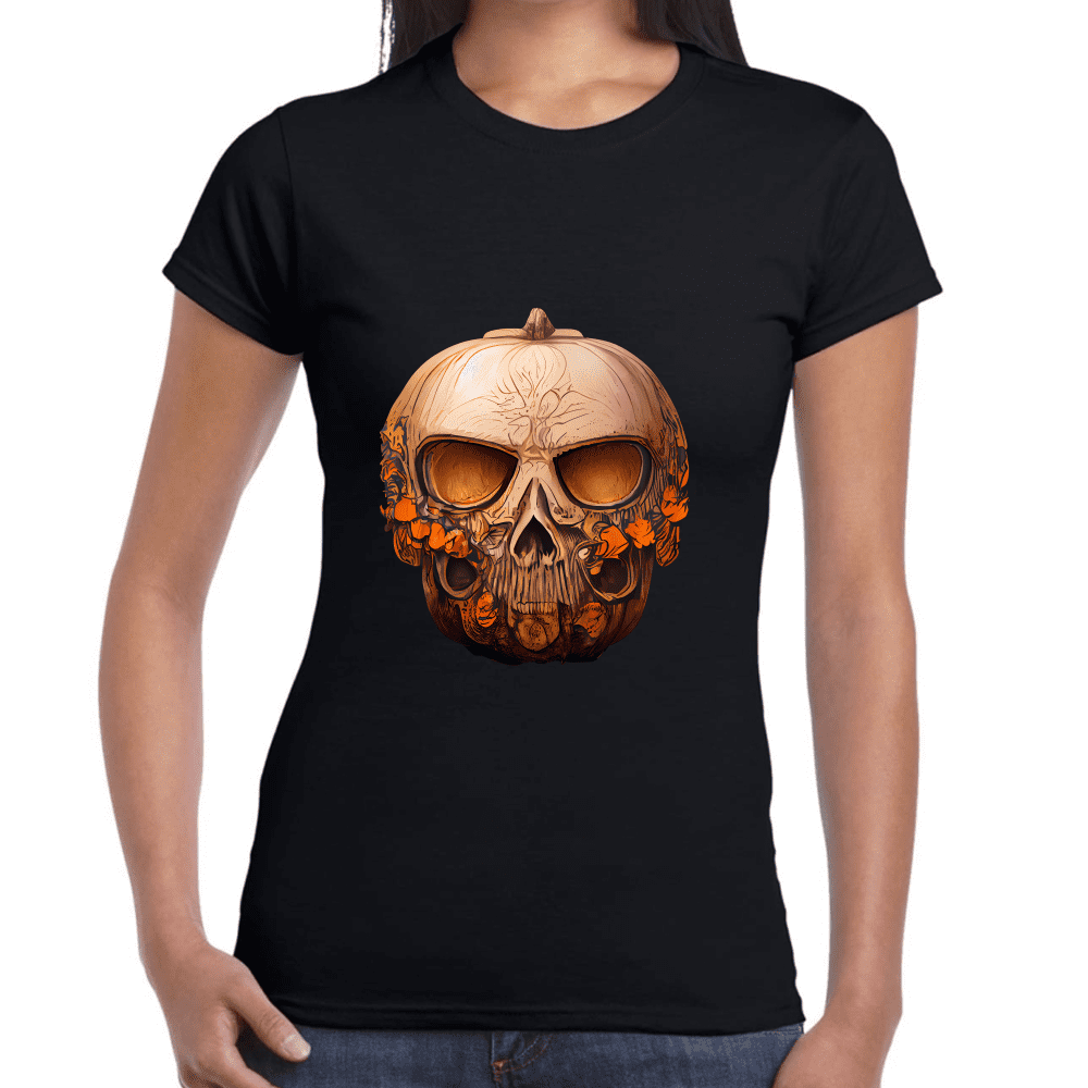 Playera Cráneo Calabaza Día De Muertos Y Halloween Algodón Premium #781 Imagen secundaria del producto