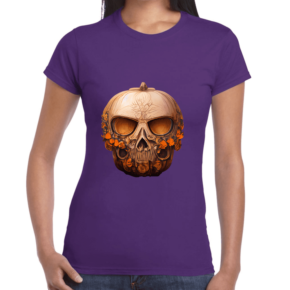 Playera Cráneo Calabaza Día De Muertos Y Halloween Algodón Premium #781