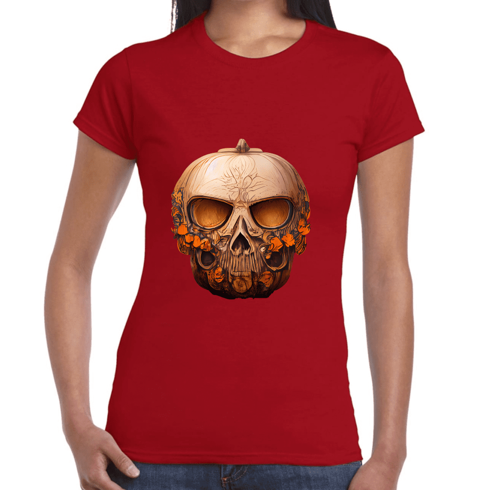Playera Cráneo Calabaza Día De Muertos Y Halloween Algodón Premium #781