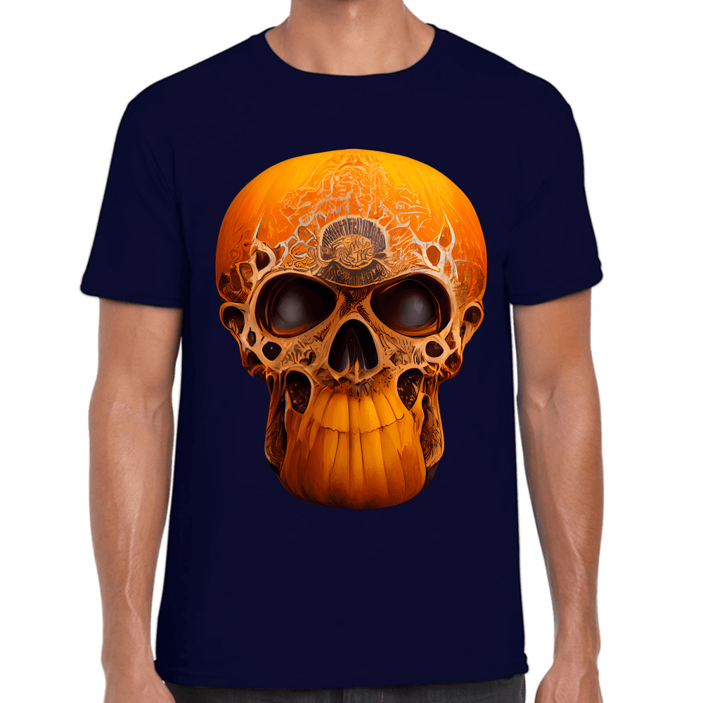 Playera Cráneo Calabaza Día De Muertos Y Halloween Algodón Premium #782
