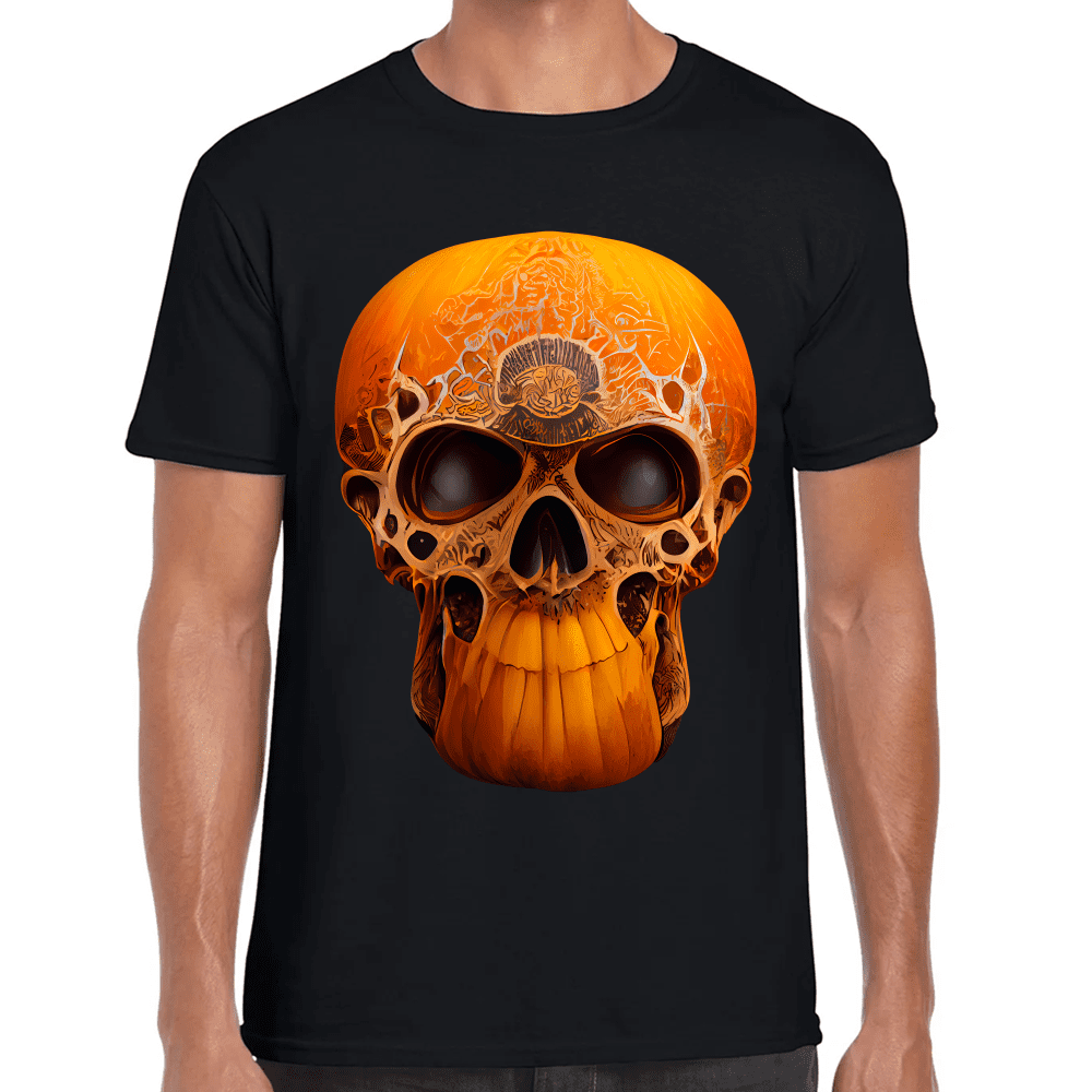 Playera Cráneo Calabaza Día De Muertos Y Halloween Algodón Premium #782