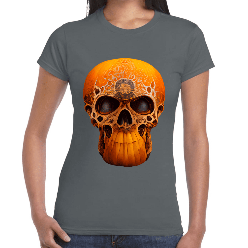 Playera Cráneo Calabaza Día De Muertos Y Halloween Algodón Premium #782