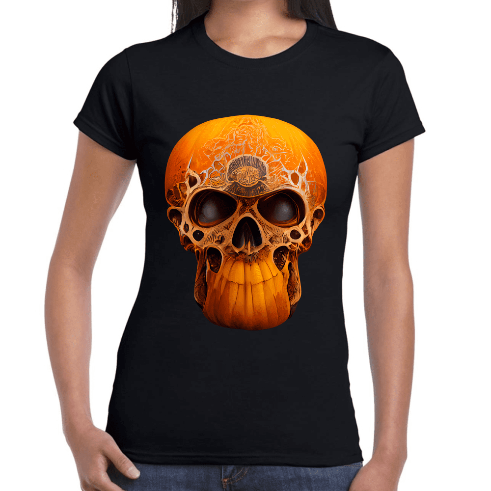 Playera Cráneo Calabaza Día De Muertos Y Halloween Algodón Premium #782