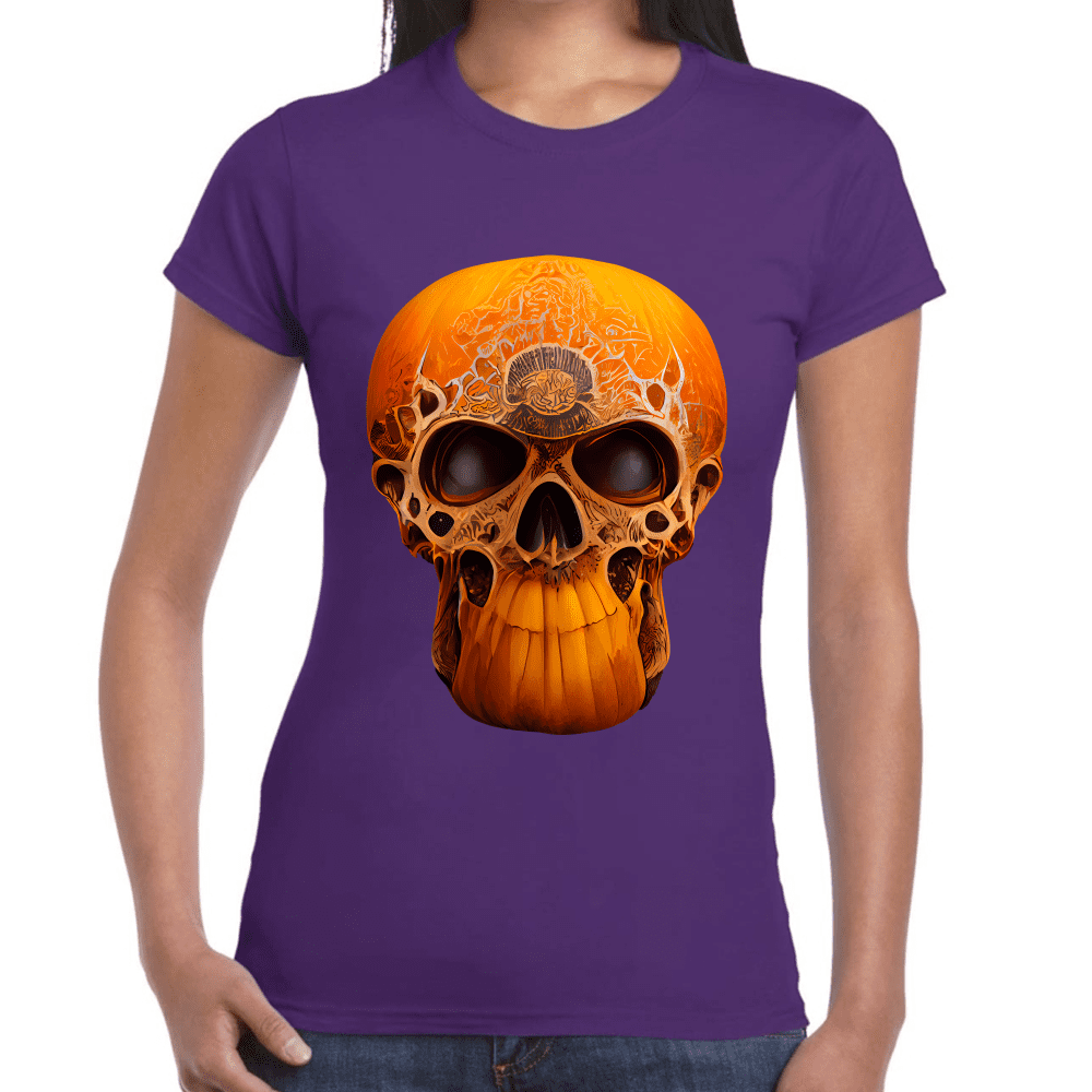 Playera Cráneo Calabaza Día De Muertos Y Halloween Algodón Premium #782