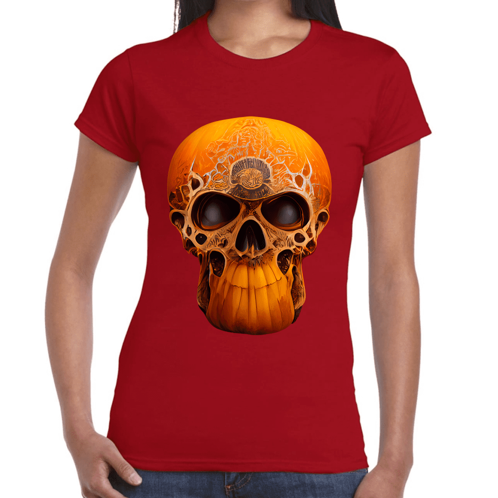 Playera Cráneo Calabaza Día De Muertos Y Halloween Algodón Premium #782