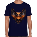 Playera Cráneo Murciélago Halloween Algodón Premium #785