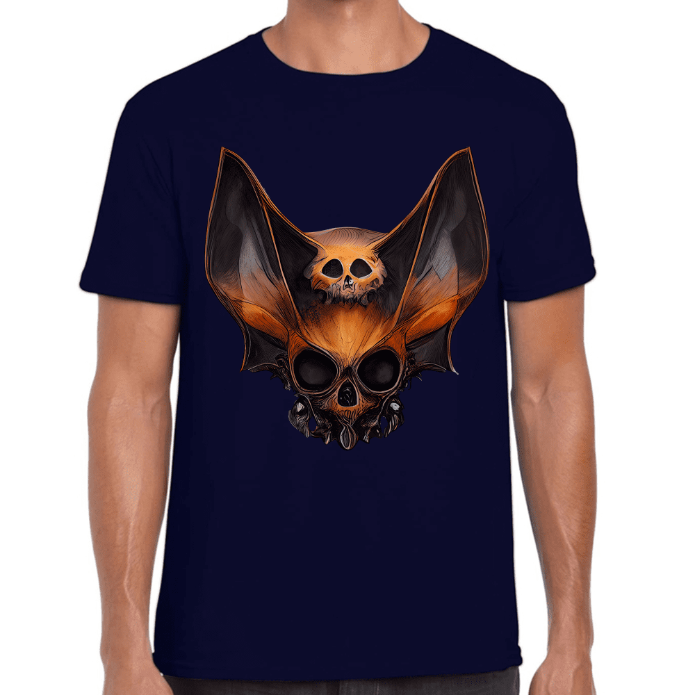 Playera Cráneo Murciélago Halloween Algodón Premium #785