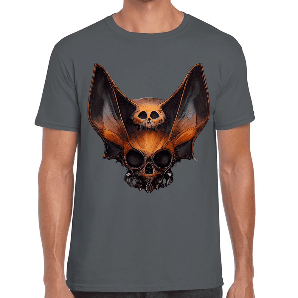 Playera Cráneo Murciélago Halloween Algodón Premium #785
