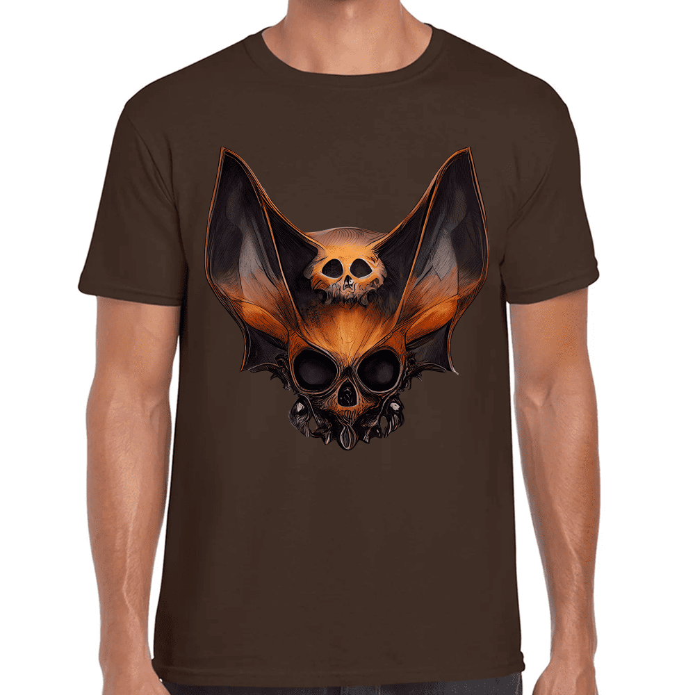 Playera Cráneo Murciélago Halloween Algodón Premium #785