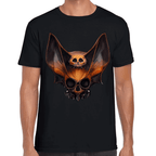 Playera Cráneo Murciélago Halloween Algodón Premium #785