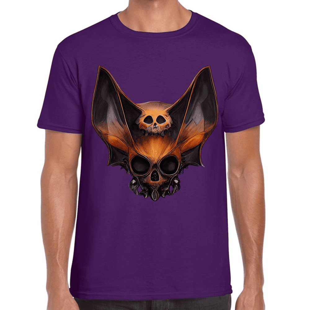 Playera Cráneo Murciélago Halloween Algodón Premium #785