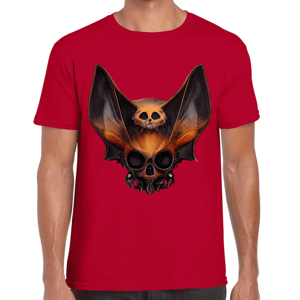 Playera Cráneo Murciélago Halloween Algodón Premium #785