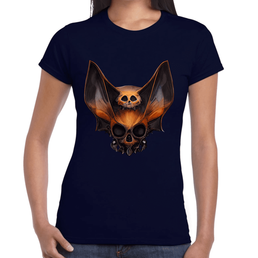 Playera Cráneo Murciélago Halloween Algodón Premium #785