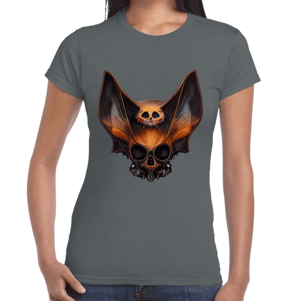 Playera Cráneo Murciélago Halloween Algodón Premium #785