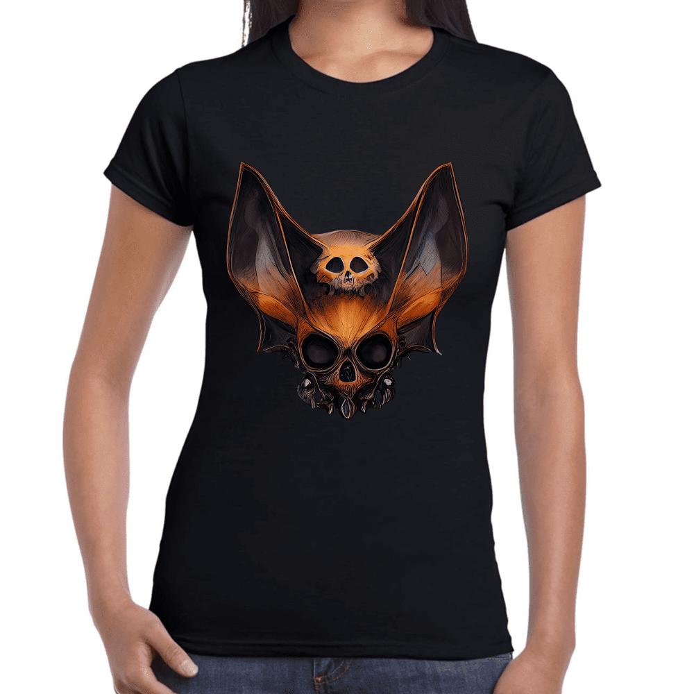 Playera Cráneo Murciélago Halloween Algodón Premium #785 Imagen secundaria del producto