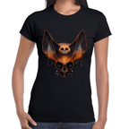 Playera Cráneo Murciélago Halloween Algodón Premium #785
