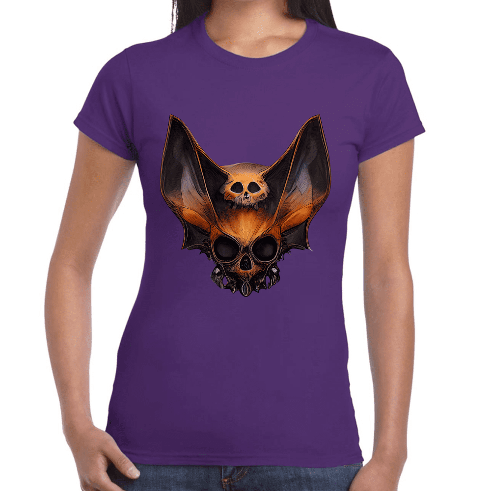 Playera Cráneo Murciélago Halloween Algodón Premium #785