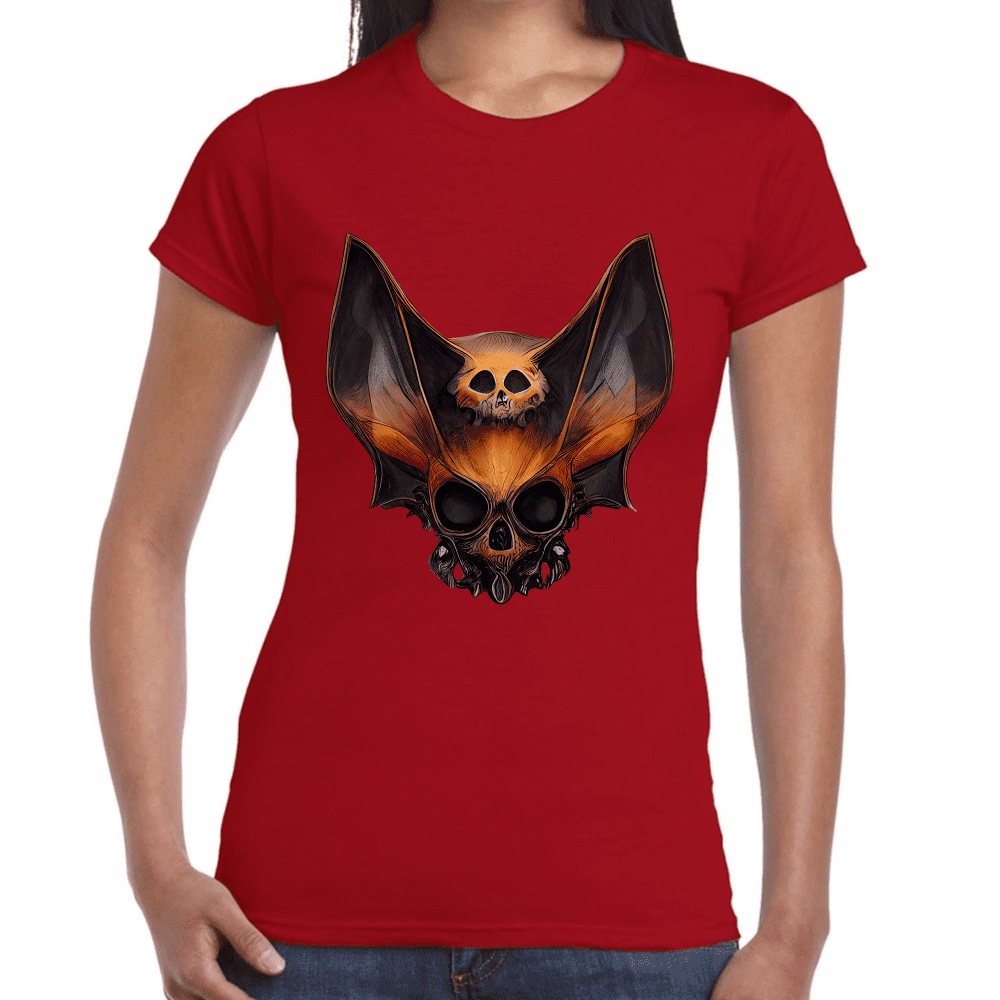 Playera Cráneo Murciélago Halloween Algodón Premium #785