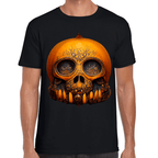Playera Cráneo Calabaza Día De Muertos Y Halloween Algodón Premium #789
