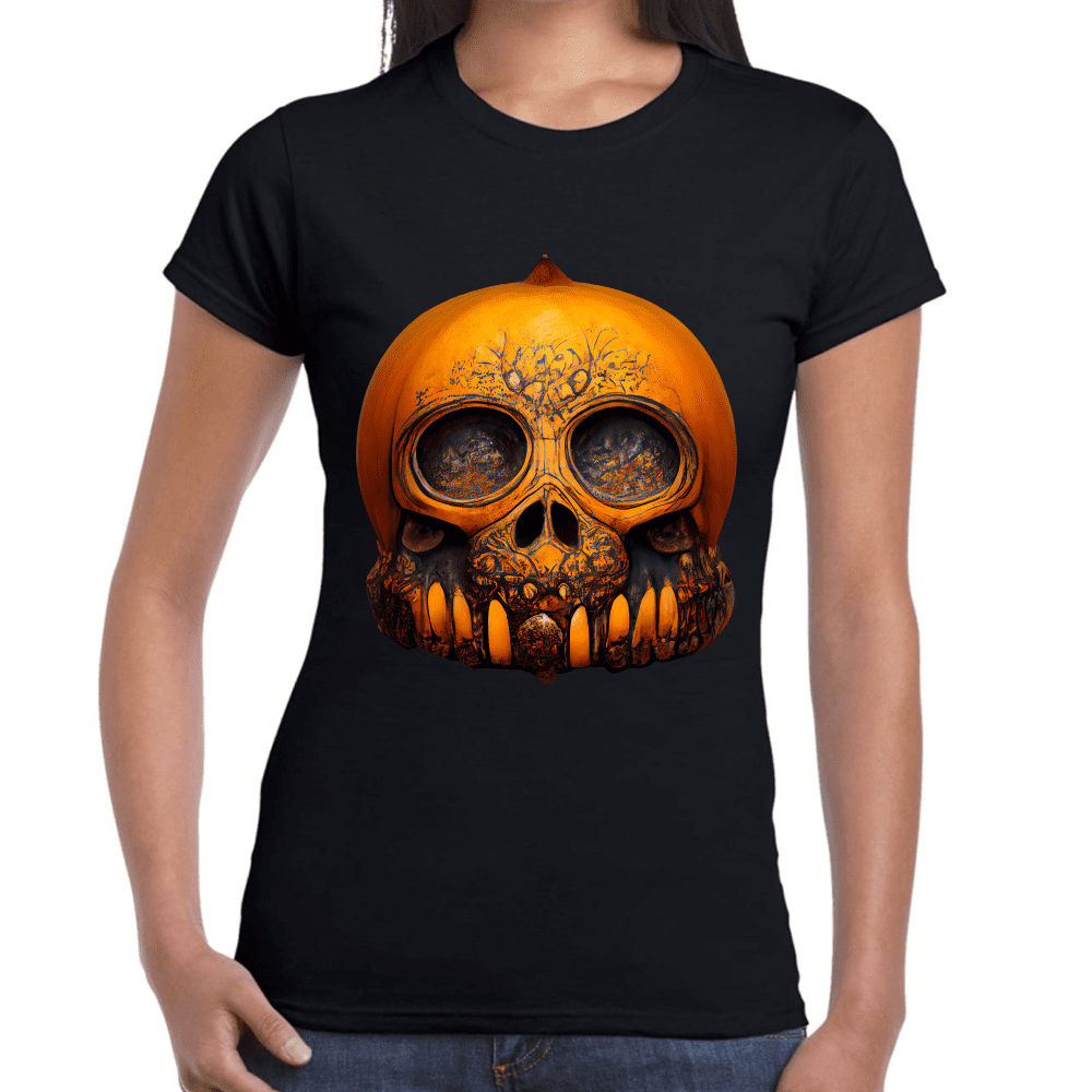Playera Cráneo Calabaza Día De Muertos Y Halloween Algodón Premium #789