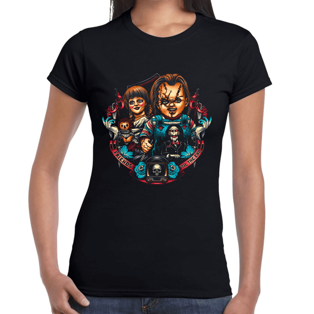Playera Friends Til The End Chucky, Annabelle y Saw Algodón Premium #797
