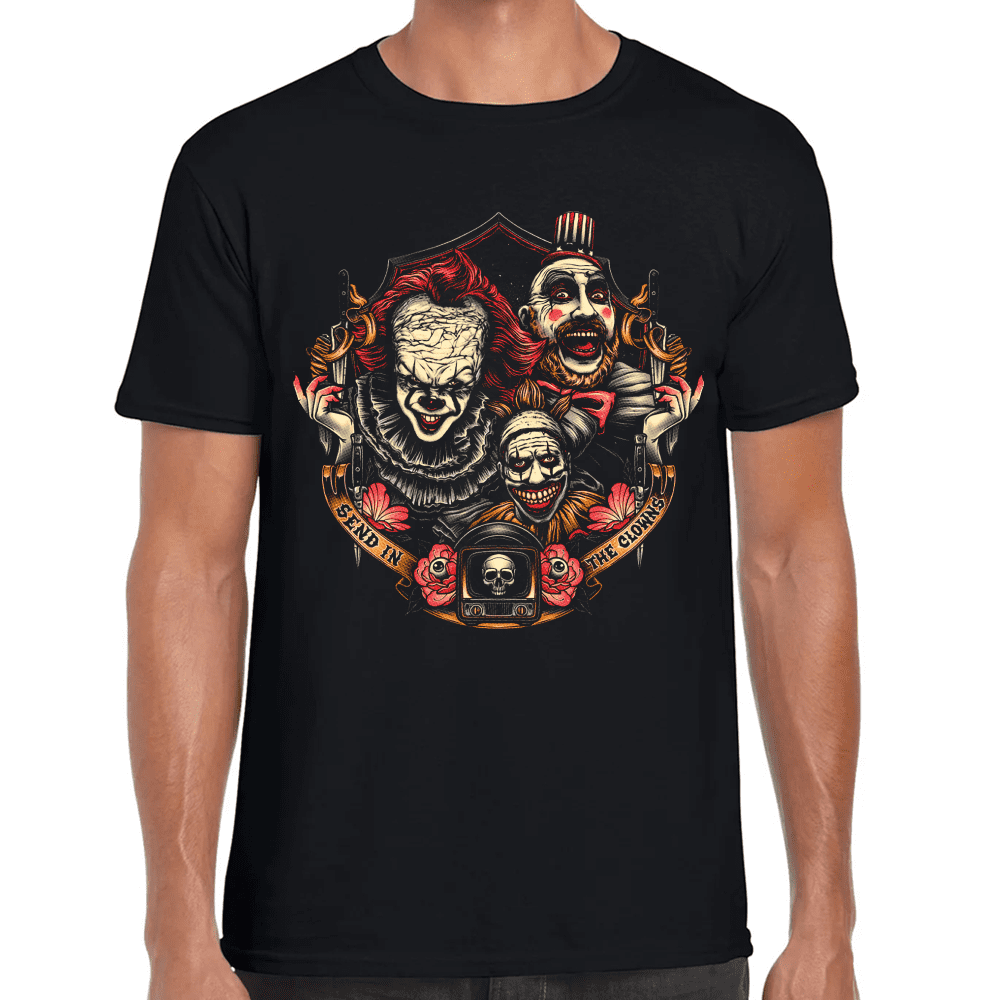 Playera Send In The Clowns Pennywise,Twisty El Payaso, Capitán Spaulding Algodón Premium #800 Imagen principal del producto
