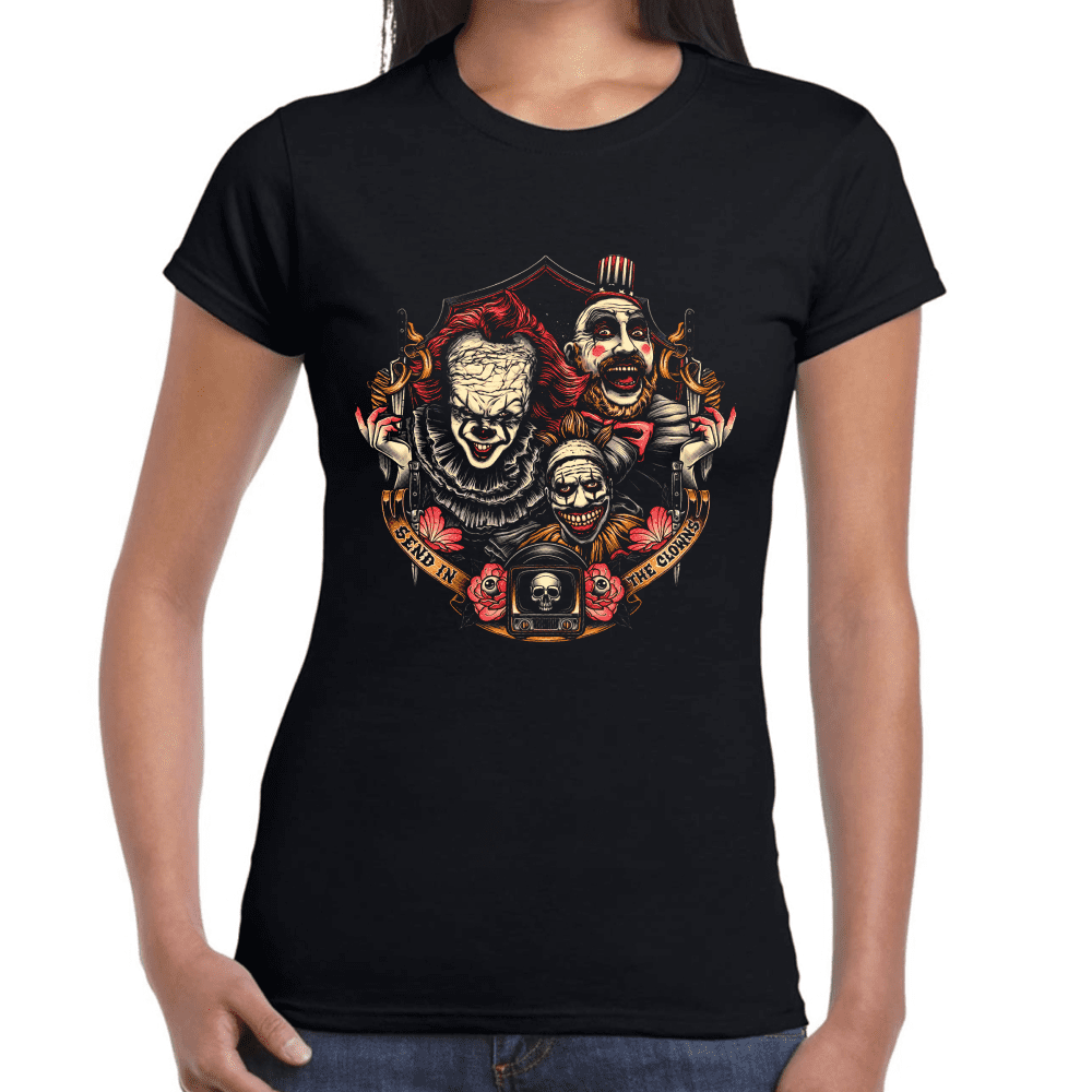 Playera Send In The Clowns Pennywise,Twisty El Payaso, Capitán Spaulding Algodón Premium #800