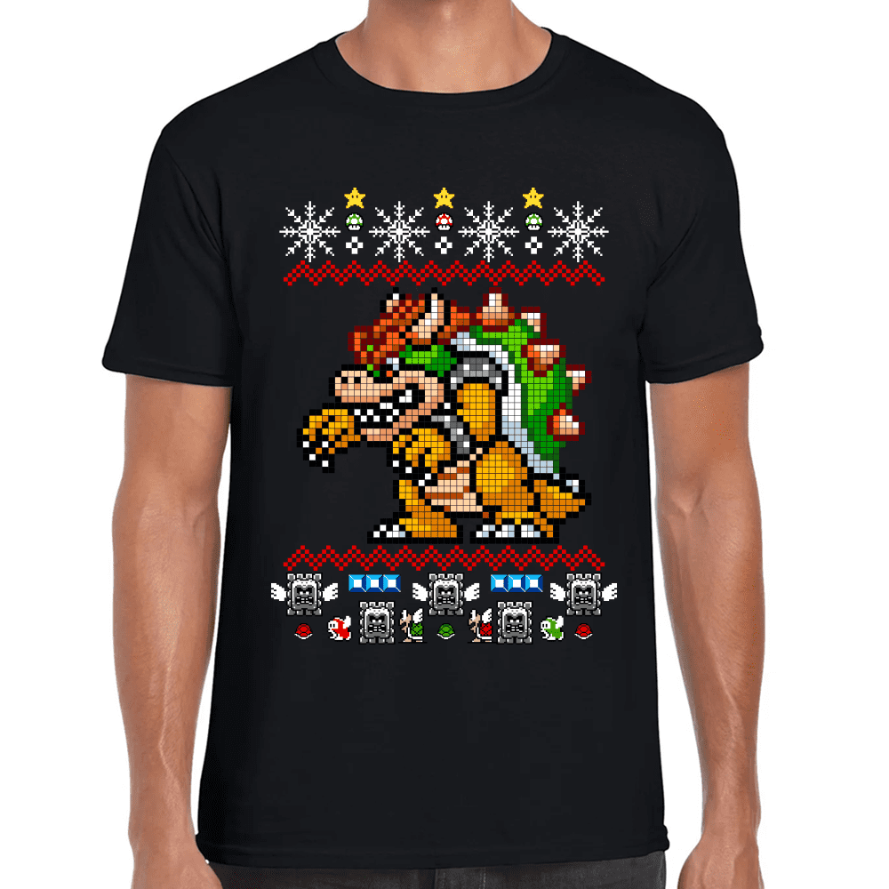 Playera Mario Bros Navidad Bowser Algodón Premium #1019