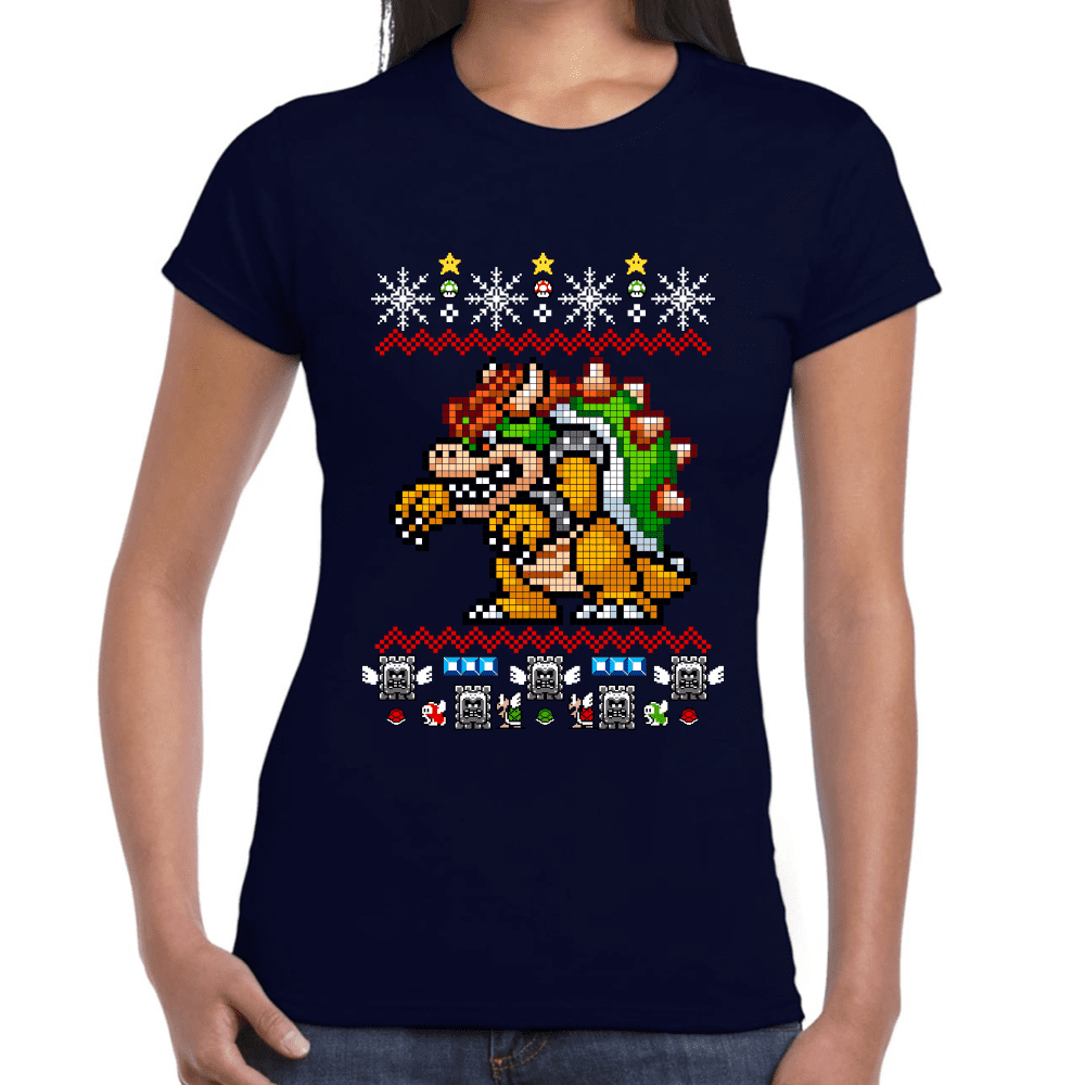 Playera Mario Bros Navidad Bowser Algodón Premium #1019