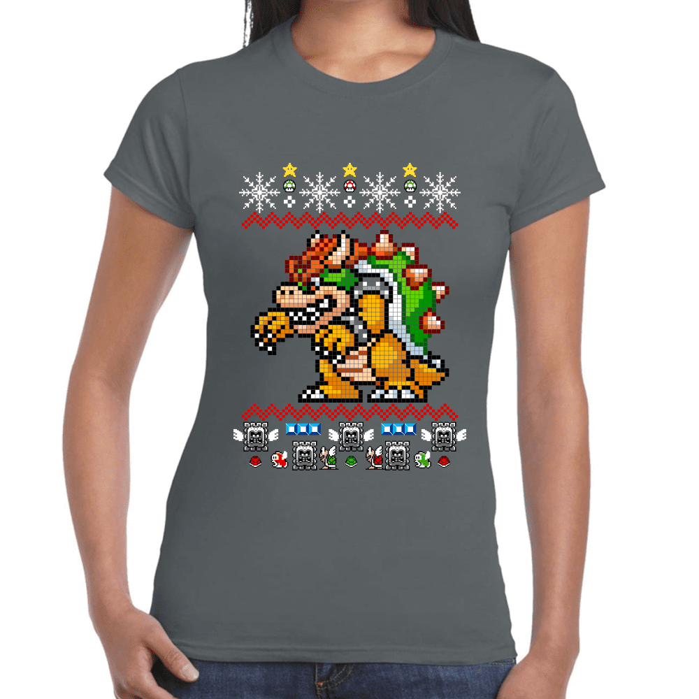 Playera Mario Bros Navidad Bowser Algodón Premium #1019
