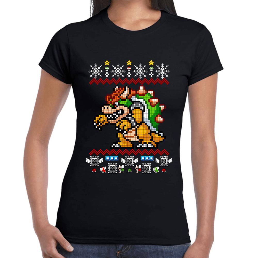 Playera Mario Bros Navidad Bowser Algodón Premium #1019
