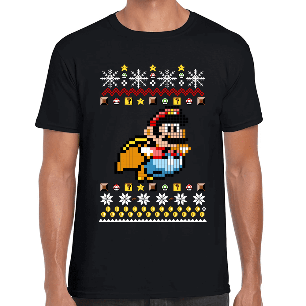 Playera Mario Bros Navidad Algodón Premium #1020