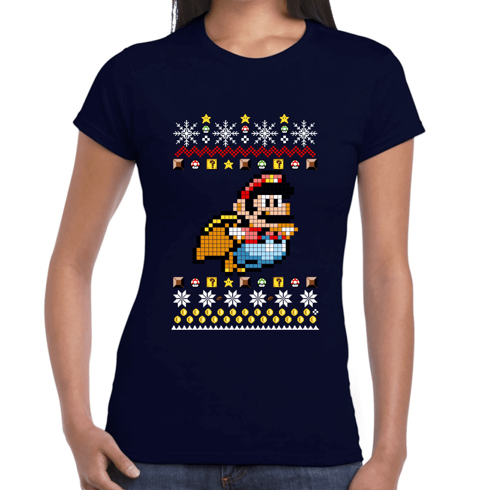 Playera Mario Bros Navidad Algodón Premium #1020