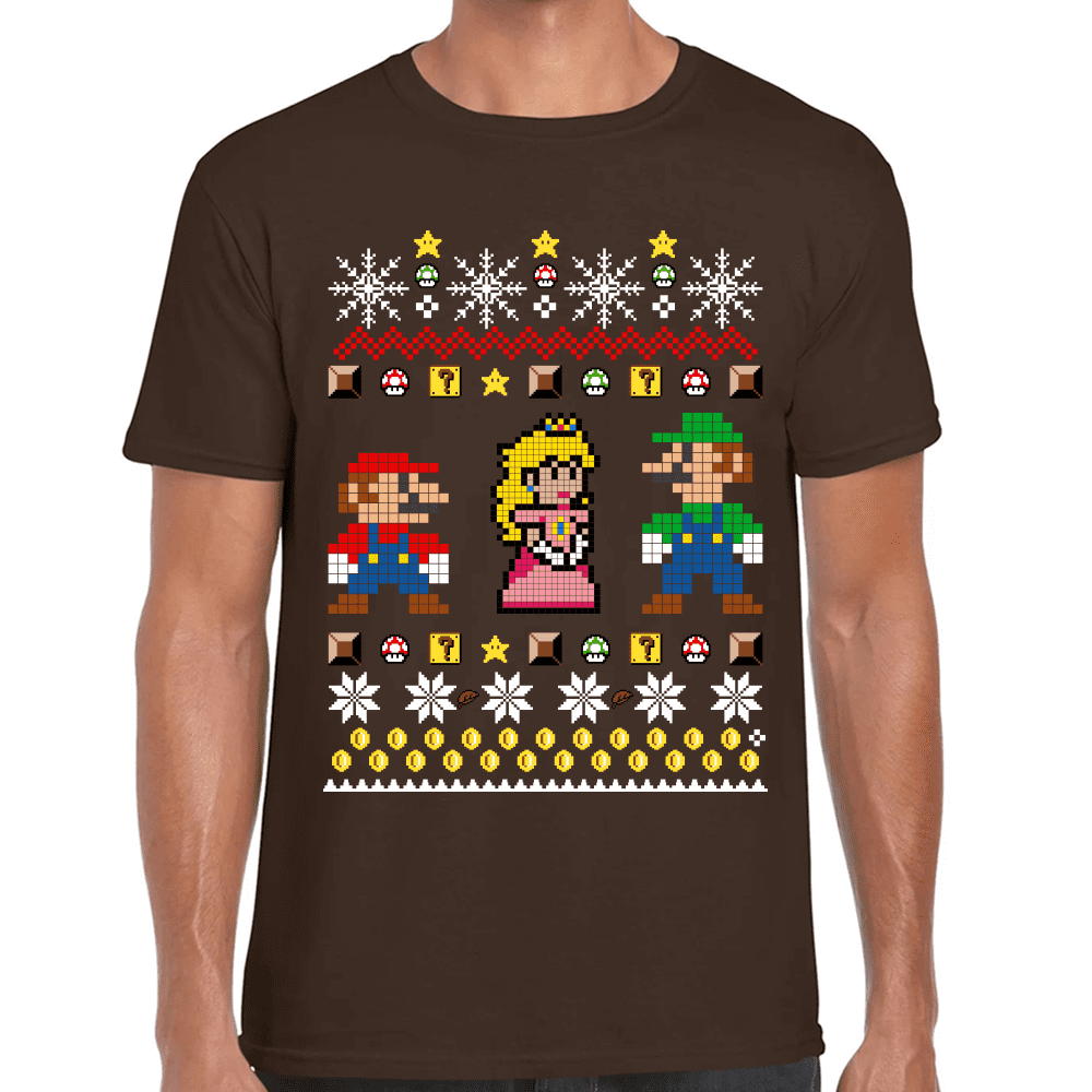 Playera Mario Bros Navidad Algodón Premium #1021