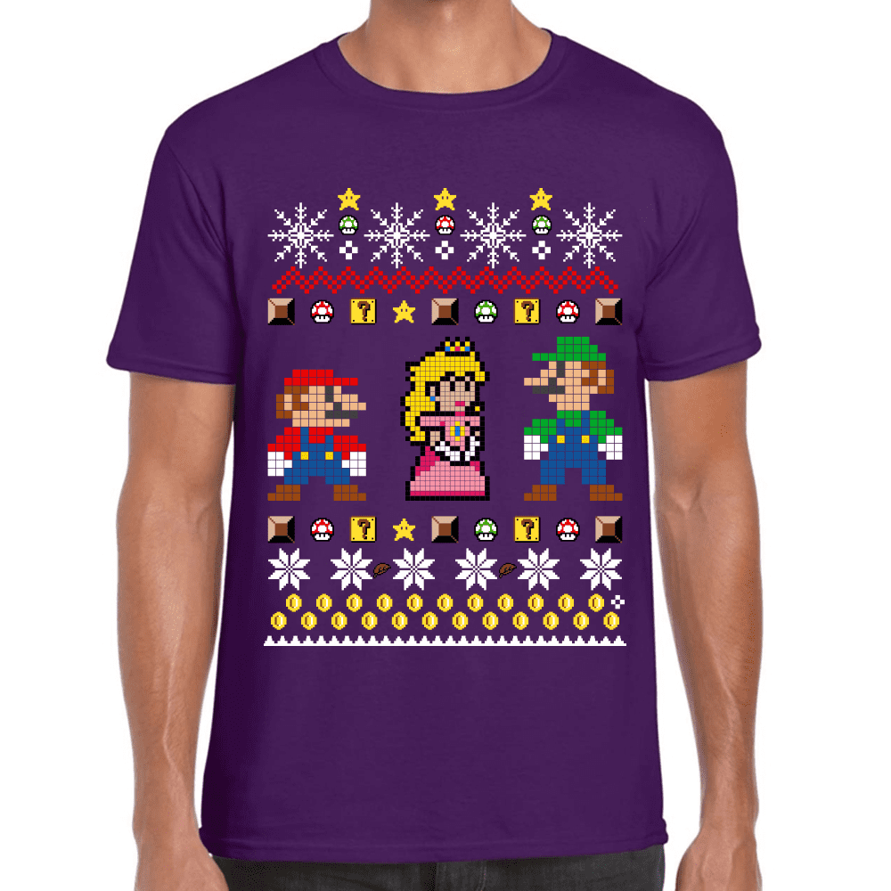 Playera Mario Bros Navidad Algodón Premium #1021