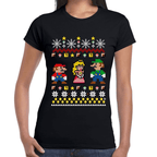 Playera Mario Bros Navidad Algodón Premium #1021