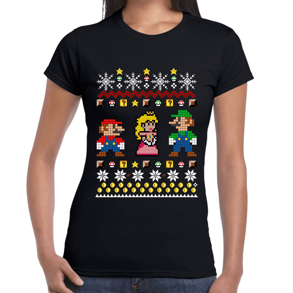 Playera Mario Bros Navidad Algodón Premium #1021