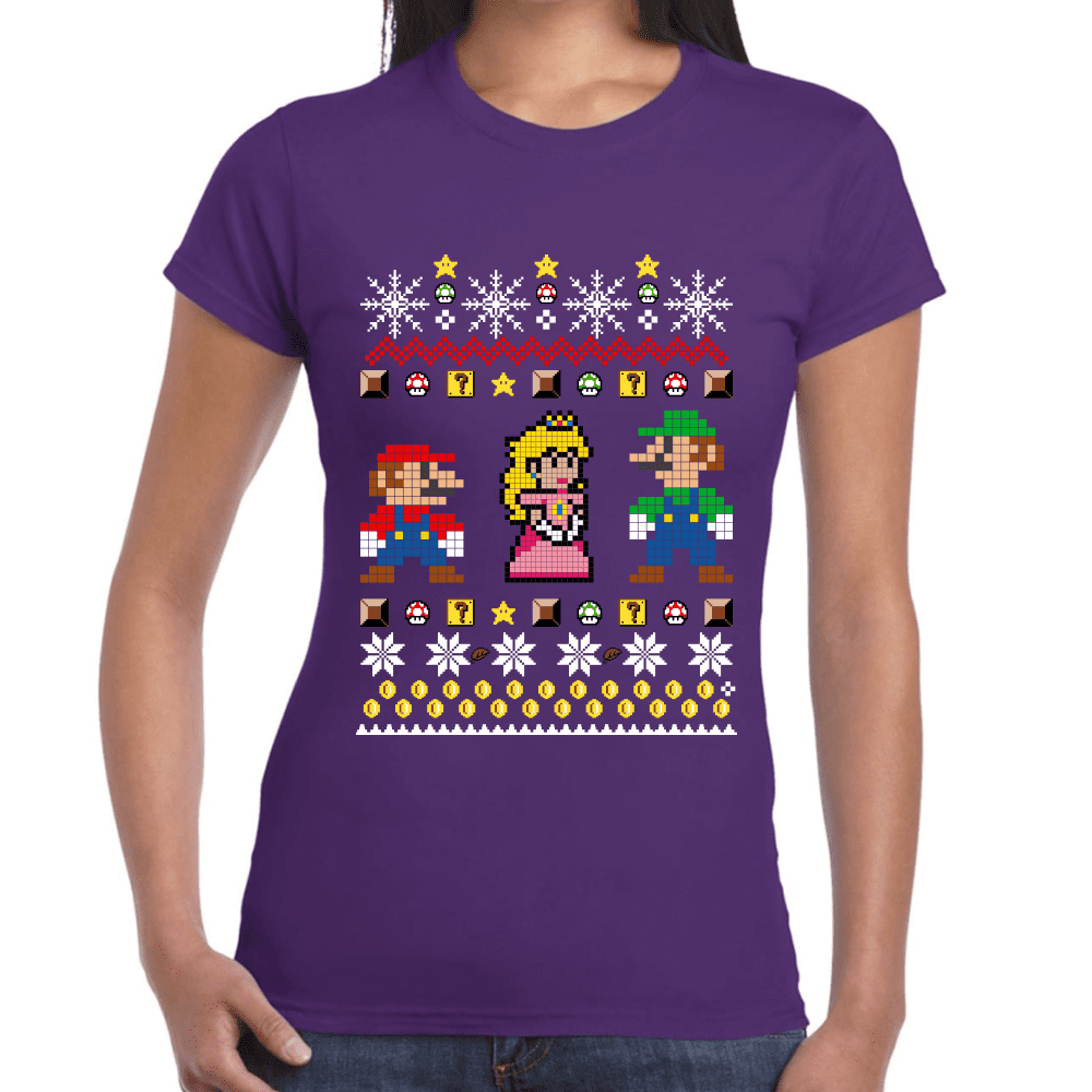Playera Mario Bros Navidad Algodón Premium #1021
